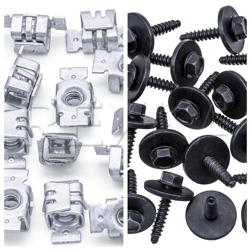 Rexka 10 Sets Multiporposes M4. 2x1. 41 Screws & Push-in U Nuts Kit for GM 11609952 11570498 -Fender Bumper Hood Headlamp Hood Trunk - Image 2